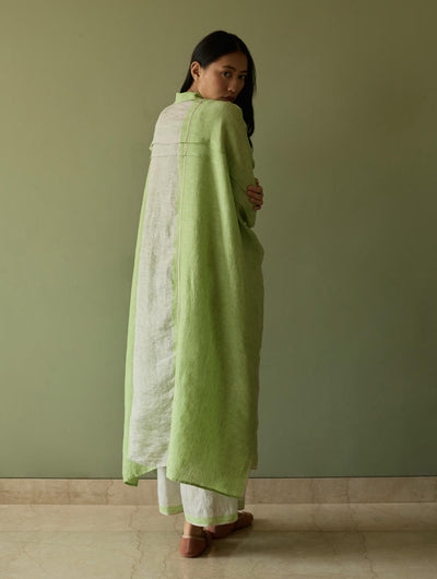 Bora Colour-Blocked Linen Kaftan-Meadow