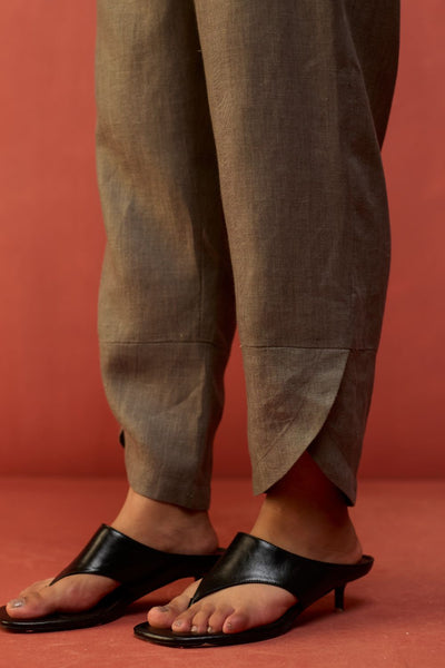 Etsu Yoke Linen Kurta Set - Grey