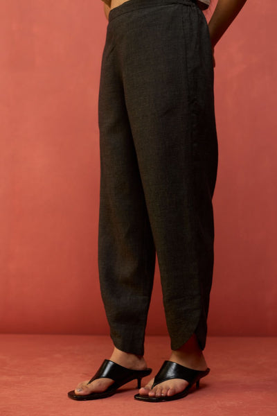 Etsu Yoke Linen Kurta Set - Grey