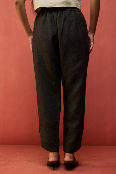 Etsu Yoke Linen Kurta Set - Grey