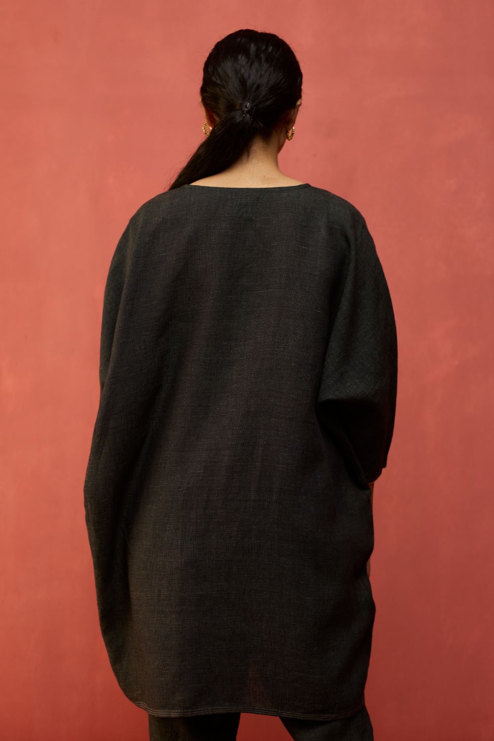 Etsu Yoke Linen Kurta Set - Grey