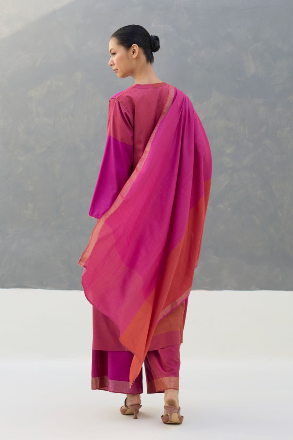 Warda Angrakha Eri Silk Kurta Set  - Rose