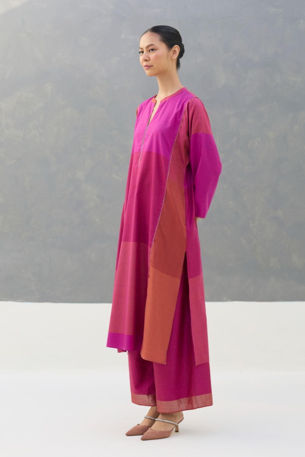 Warda Angrakha Eri Silk Kurta Set  - Rose