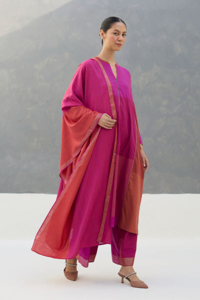 Warda Angrakha Eri Silk Kurta Set  - Rose
