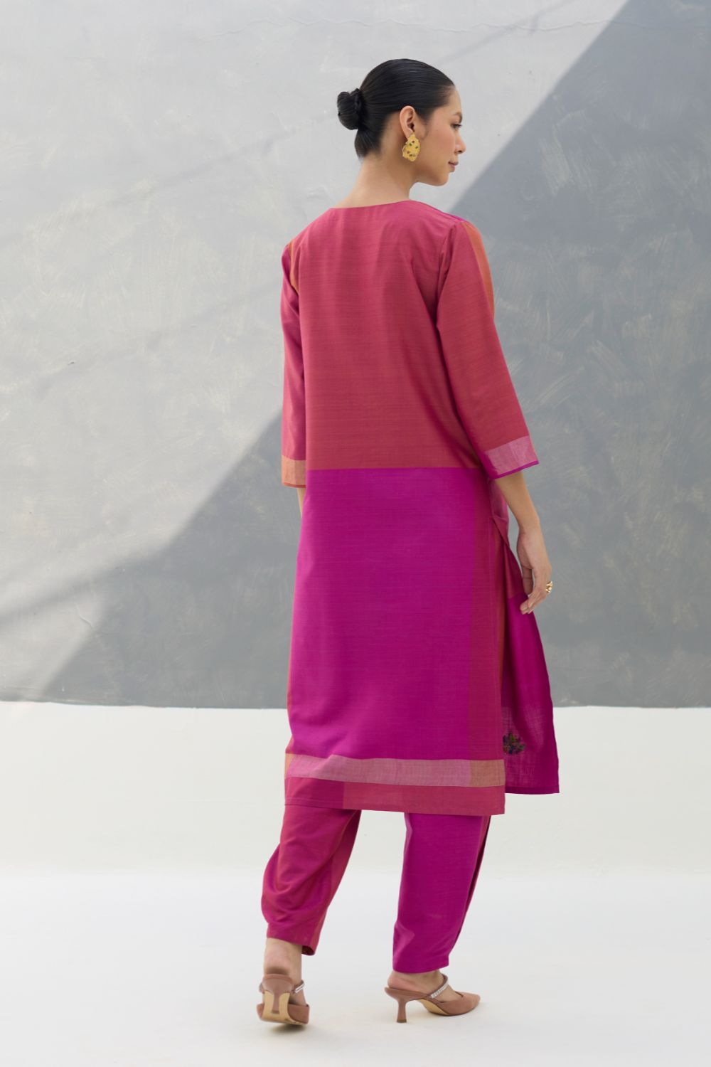 Sama Eri Silk Shirt Kurta Set -  Rose