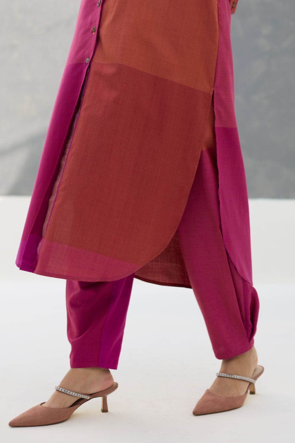 Sama Eri Silk Shirt Kurta Set -  Rose