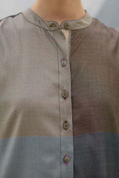 Sama Eri Silk Shirt Kurta Set -  Taupe Grey
