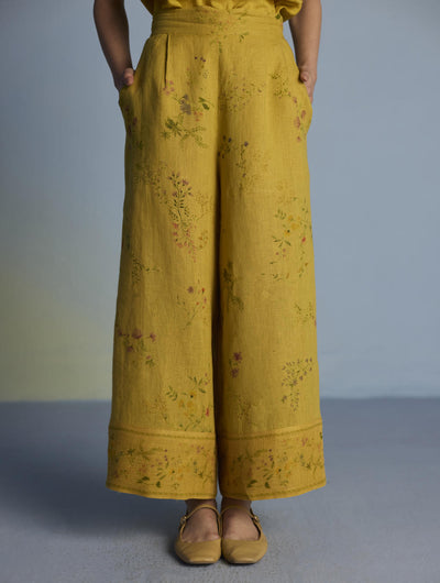 Para Hand-Embroidered Linen Kurta Set  - Ochre