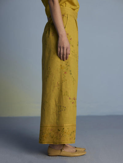 Para Hand-Embroidered Linen Kurta Set  - Ochre
