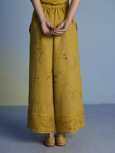 Para Hand-Embroidered Linen Kurta Set  - Ochre