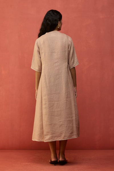 Maki Pleated Linen Dress - Dusty Rose