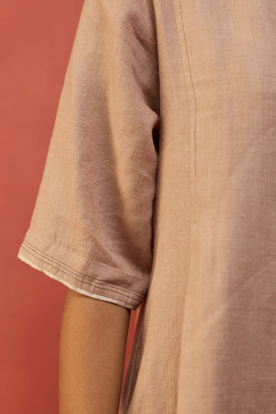 Maki Pleated Linen Dress - Dusty Rose