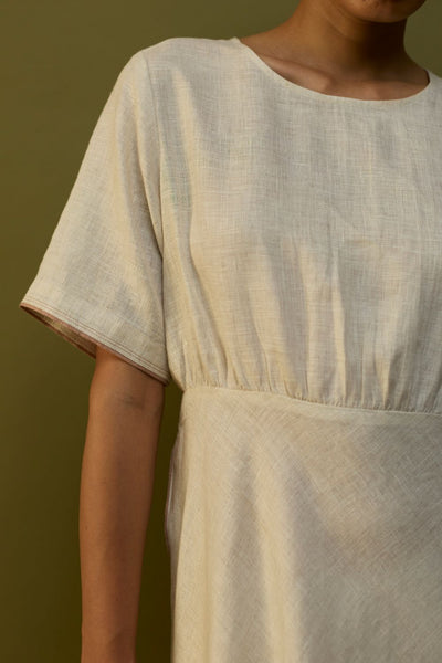 Masaru Buttoned Linen Dress - Off White