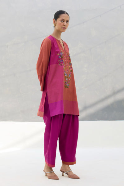 Athiya Hand-Embroidered Short Kurta - Rose