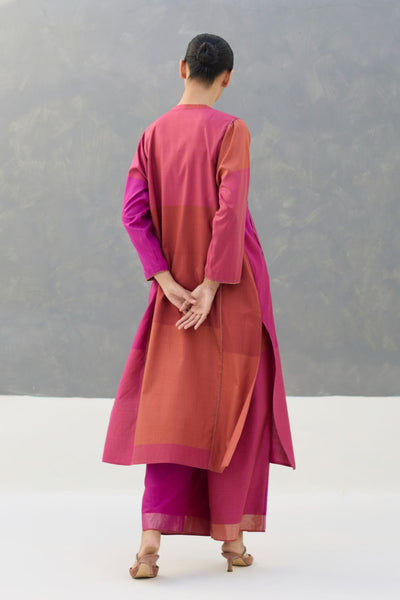 Warda Angrakha Eri Silk Kurta - Rose