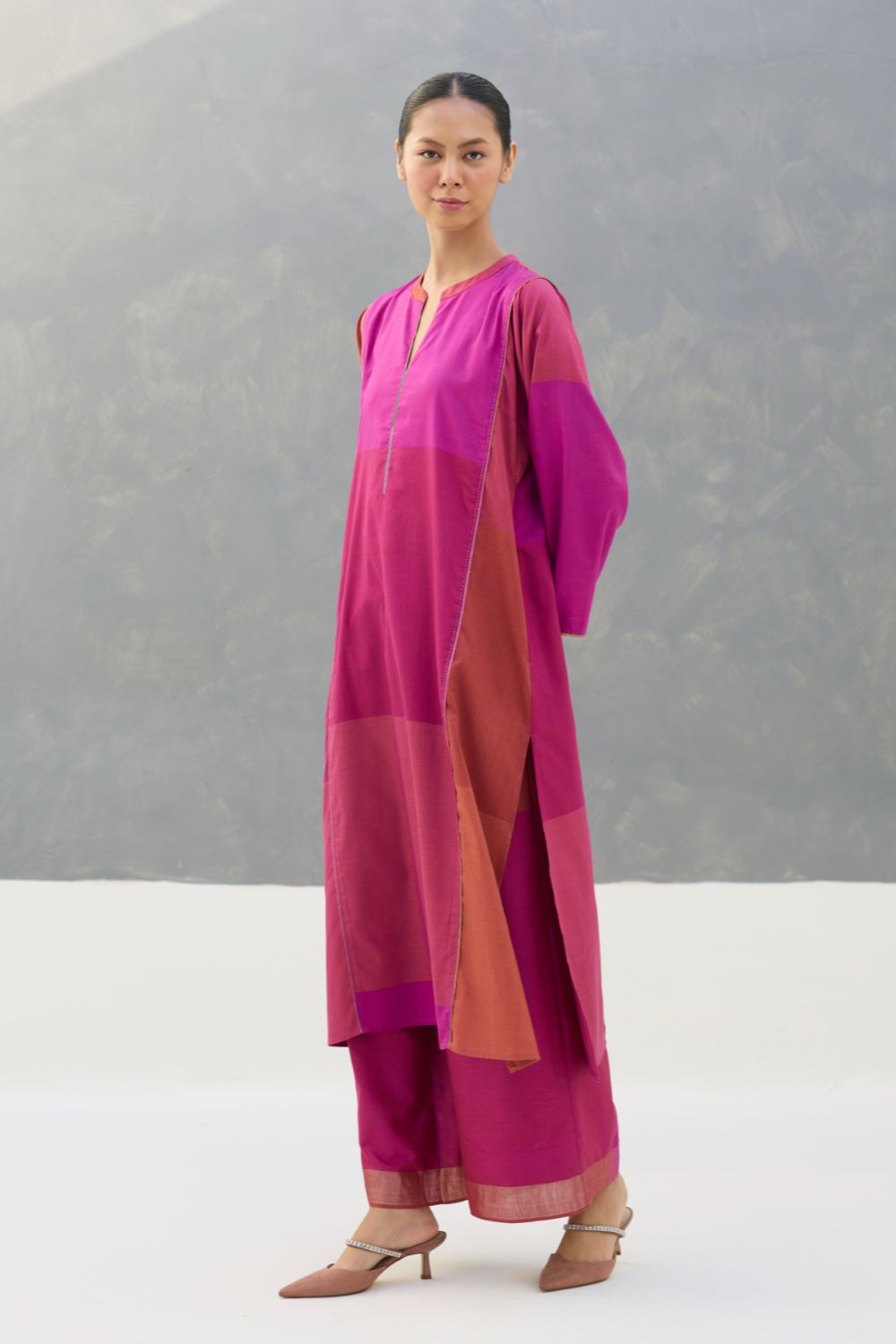 Warda Angrakha Eri Silk Kurta - Rose