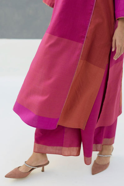 Warda Angrakha Eri Silk Kurta - Rose