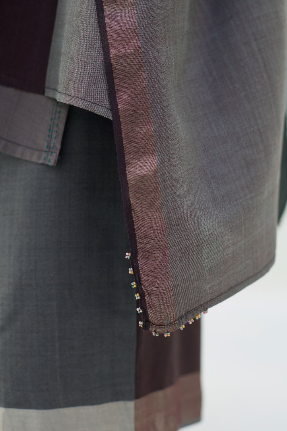 Warda Angrakha Eri Silk Kurta - Taupe Grey