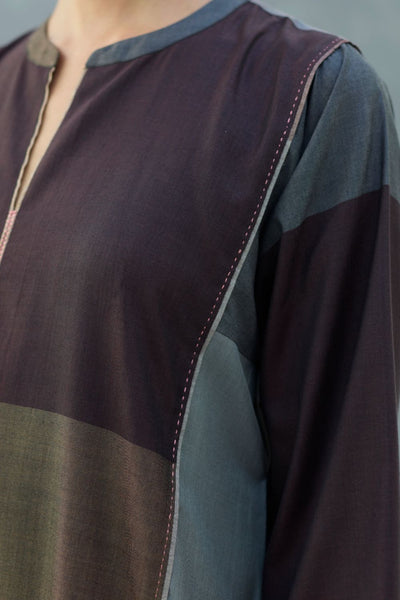 Warda Angrakha Eri Silk Kurta - Taupe Grey