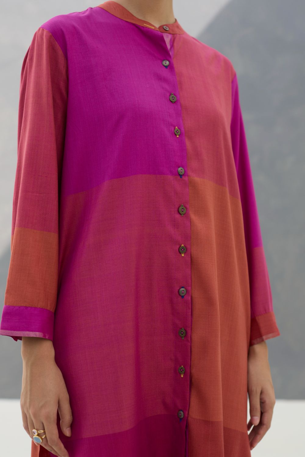 Sama Eri Silk Shirt Kurta -  Rose