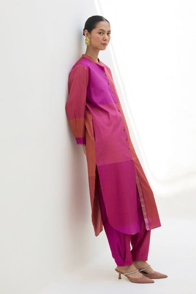 Sama Eri Silk Shirt Kurta -  Rose