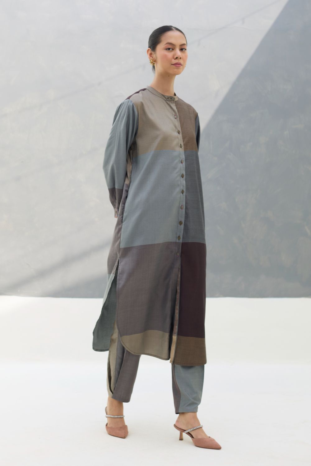 Sama Eri Silk Shirt Kurta -  Taupe Grey
