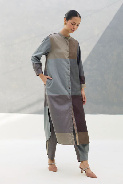 Sama Eri Silk Shirt Kurta -  Taupe Grey
