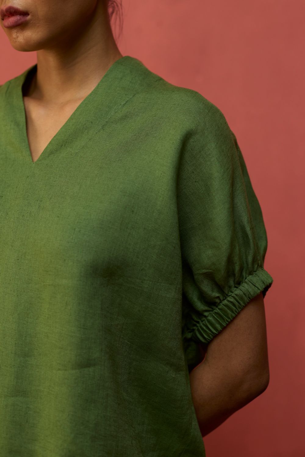 Hoshi Linen Top - Fern Green