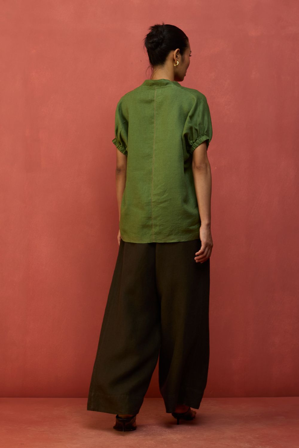 Hoshi Linen Top - Fern Green