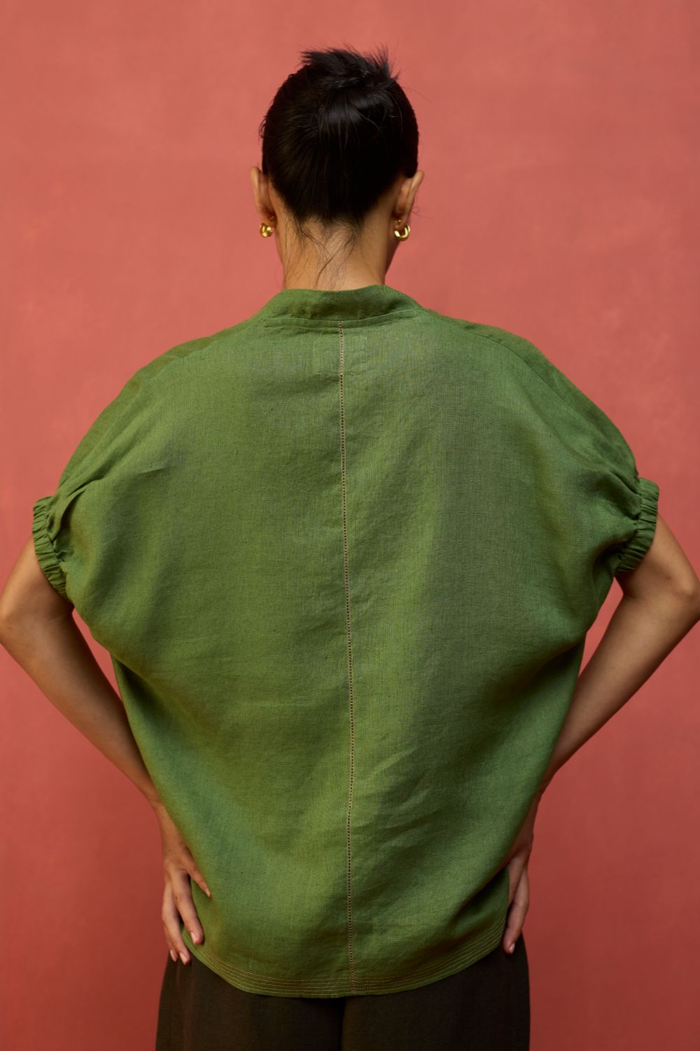 Hoshi Linen Top - Fern Green