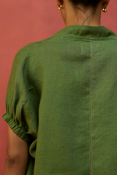 Hoshi Linen Top - Fern Green