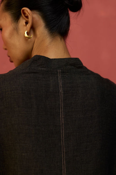 Hoshi Linen Top - Charcoal