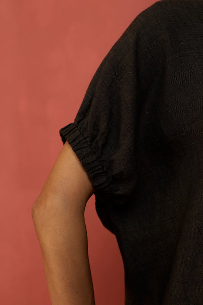 Hoshi Linen Top - Charcoal