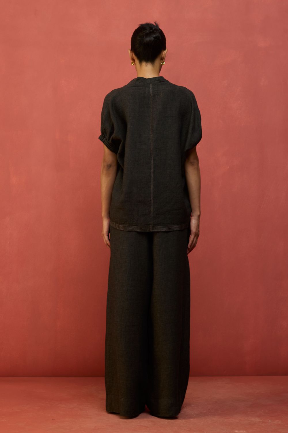 Hoshi Linen Top - Charcoal
