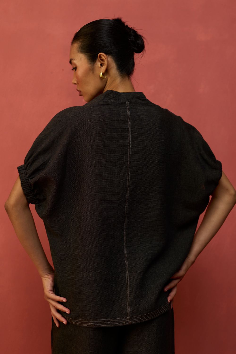 Hoshi Linen Top - Charcoal
