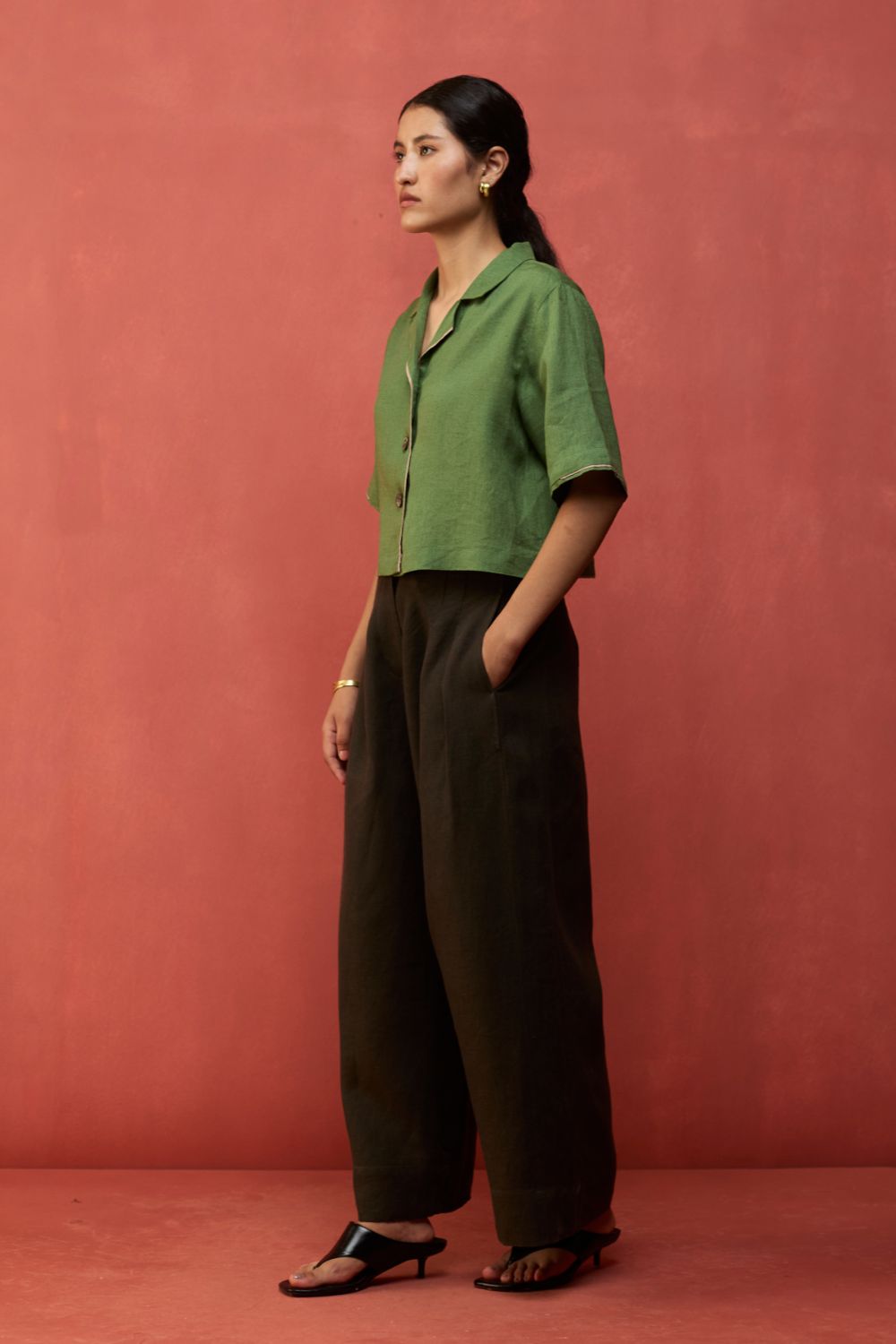 Emma Relaxed Fit Linen Pants - Charcoal