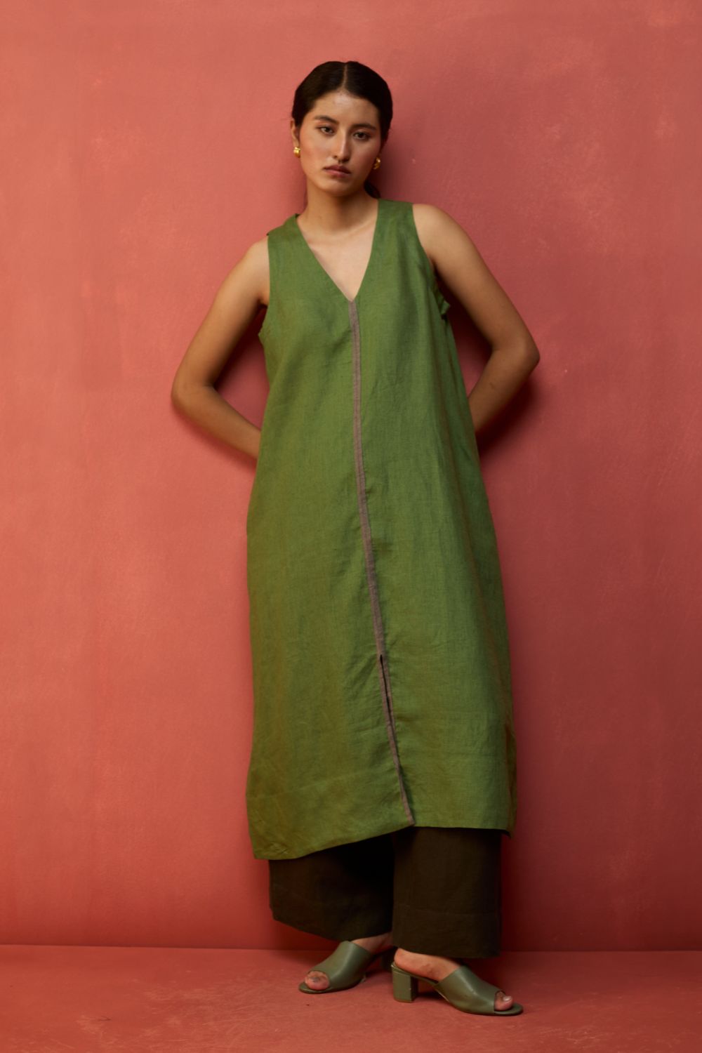 Rohe Sleeveless Linen Tunic - Fern Green