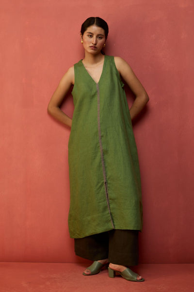 Rohe Sleeveless Linen Tunic - Fern Green