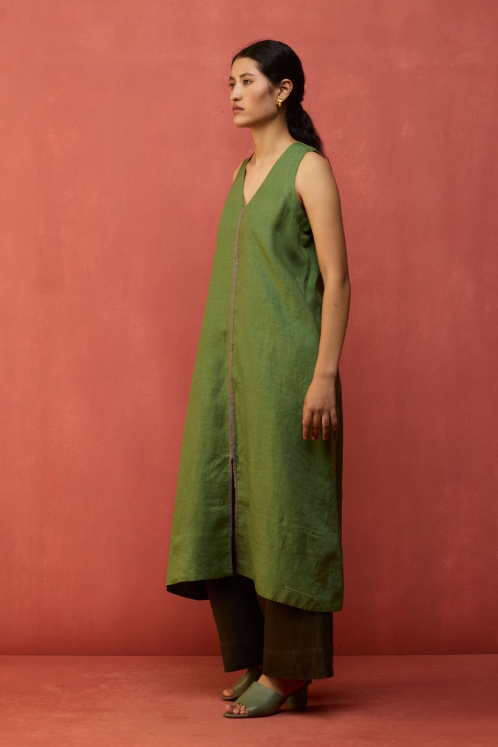 Rohe Sleeveless Linen Tunic - Fern Green
