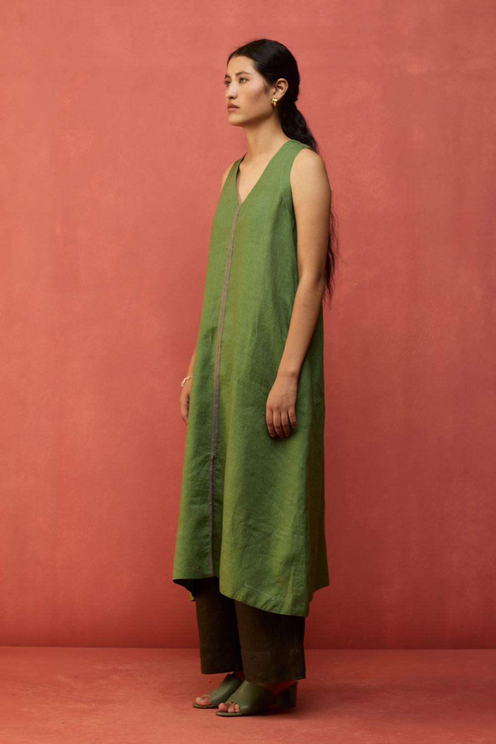 Rohe Sleeveless Linen Tunic - Fern Green