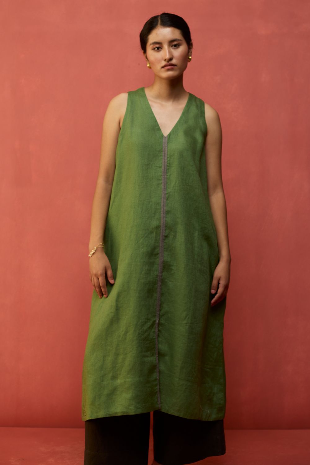 Rohe Sleeveless Linen Tunic - Fern Green