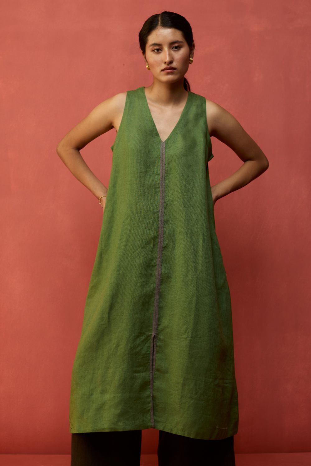 Rohe Sleeveless Linen Tunic - Fern Green
