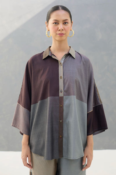 Sara Handwoven Eri Silk Shirt - Taupe Grey