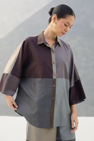 Sara Handwoven Eri Silk Shirt - Taupe Grey