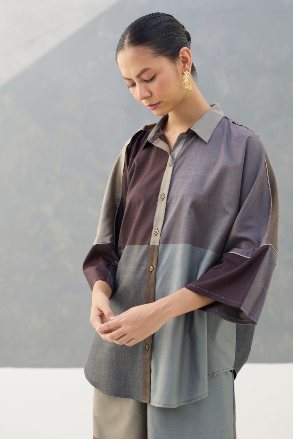 Sara Handwoven Eri Silk Shirt - Taupe Grey
