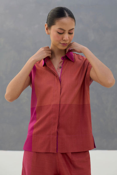 Aana Cap-Sleeve Eri Silk Shirt -  Rose