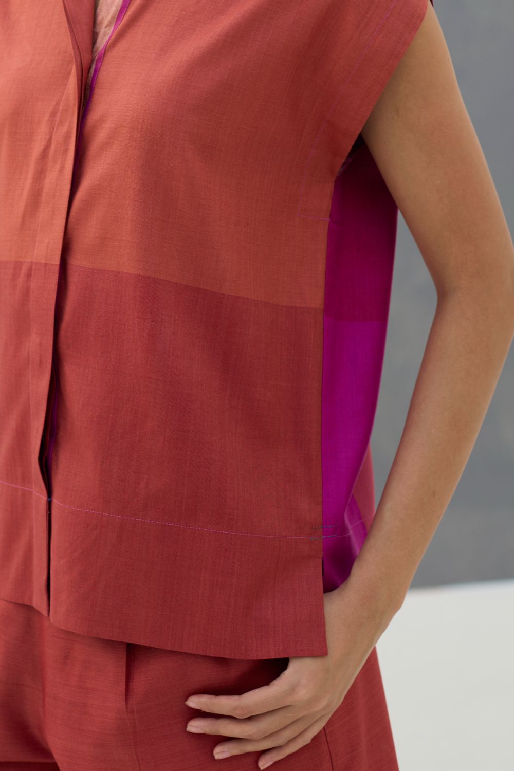 Aana Cap-Sleeve Eri Silk Shirt -  Rose