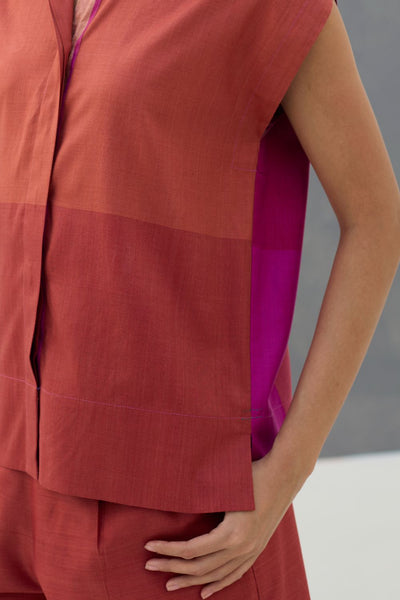 Aana Cap-Sleeve Eri Silk Shirt -  Rose