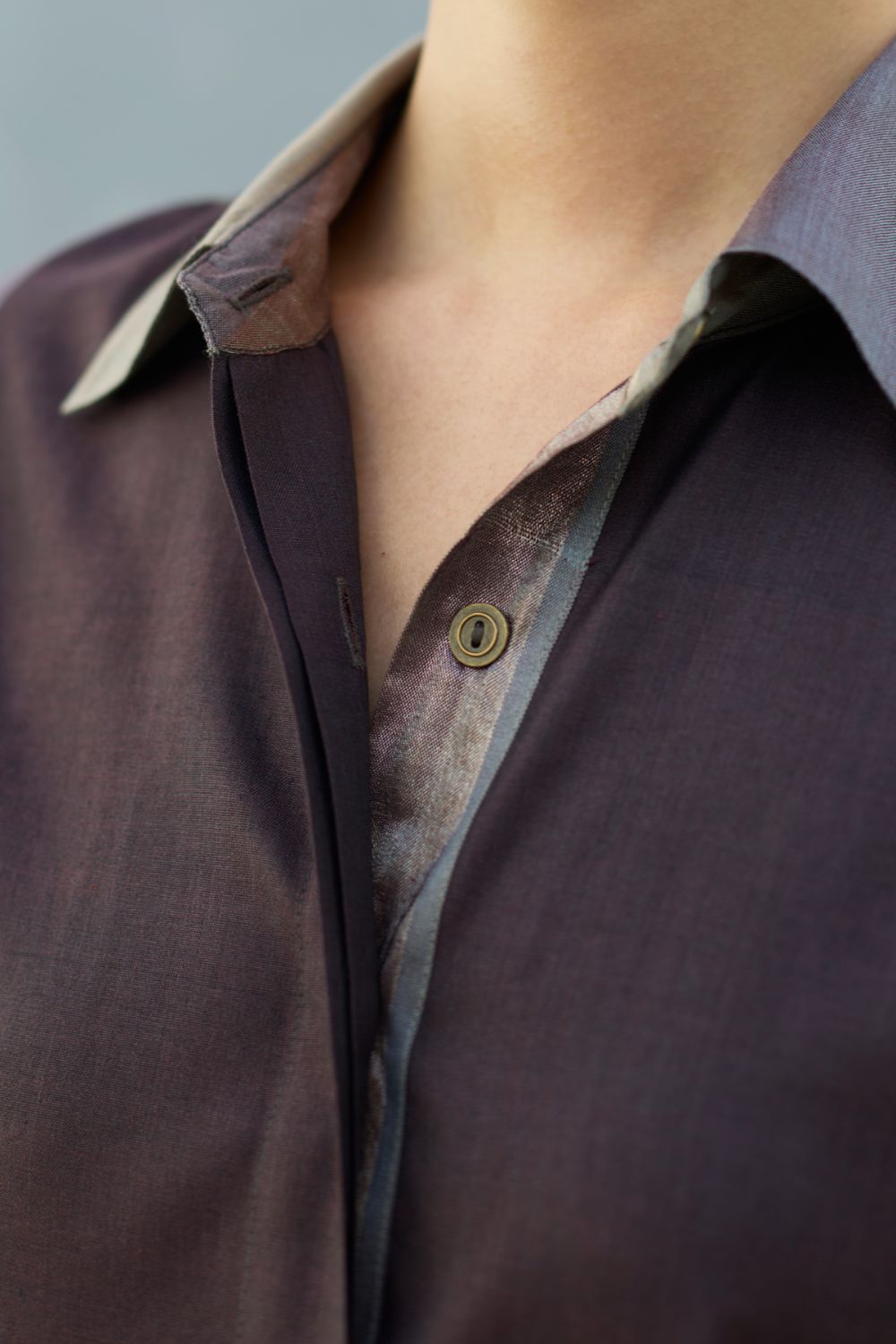 Aana Cap-Sleeve Eri Silk Shirt -  Taupe Grey