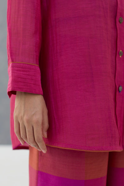 Nazo Sheer Silk Chanderi Shirt -  Rose